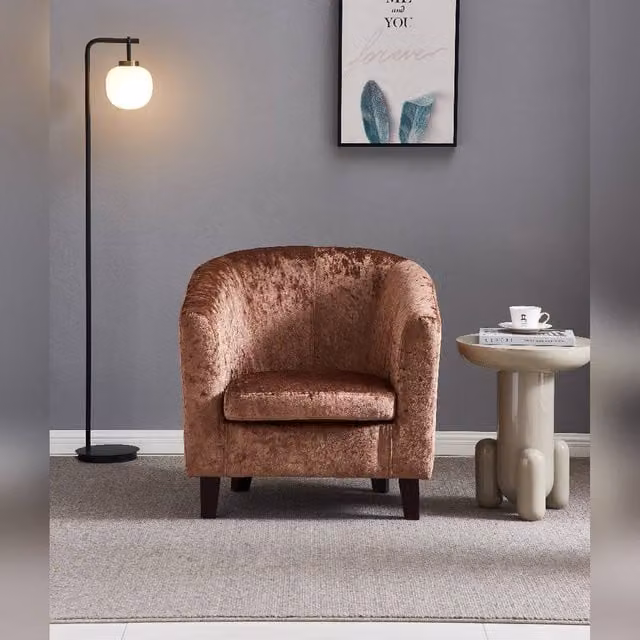 Comfy Living Ltd Crush Velvet Tub Chair in Brown – 1
