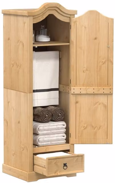 Berkfield Home Corona Wardrobe in Brown Solid Wood Pine, W/D/H: 55 x 52 x 170 cm – 1