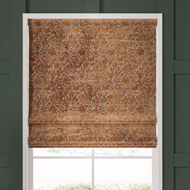 William Morris Compton Silhouette Floral Velvet Made To Measure Roman Blind in Terracotta Orange
