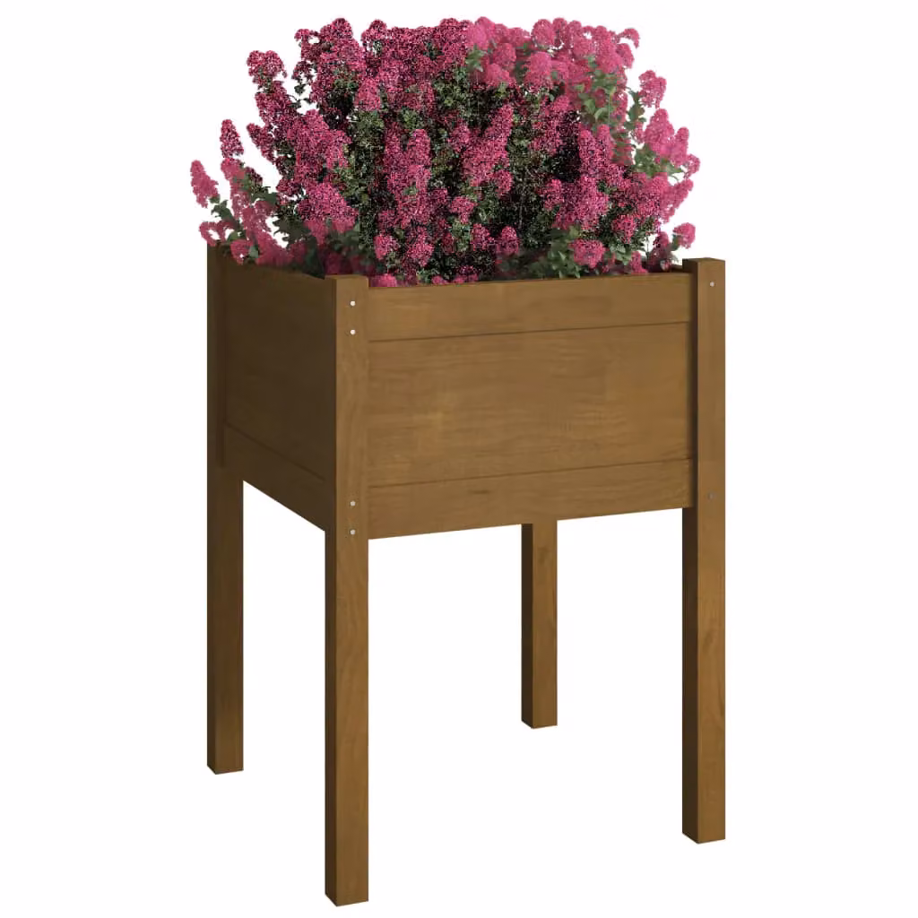 Berkfield Home Garden Planters, 2 Piece Set in Brown Solid Wood, W/D/H: 50 x 50 x 70 cm – 3