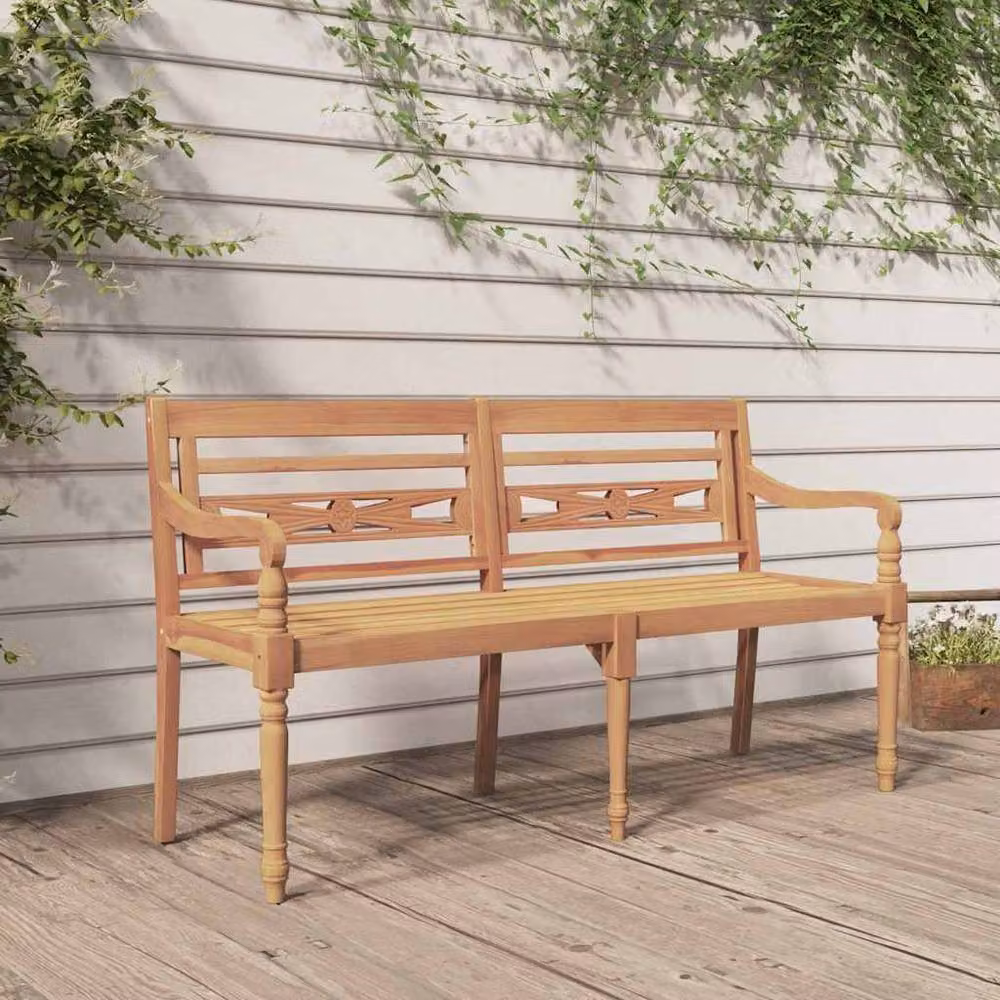 Berkfield Home Batavia Rustic Solid Wood Teak Garden Bench in Brown, Width: 150 cm – 2