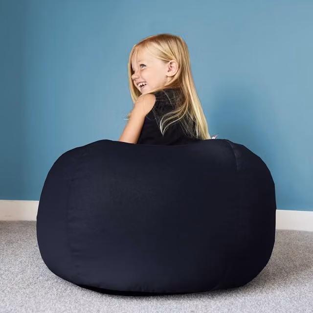 rucomfy Classic Small Kids Beanbag, Water Resistant, Navy Blue