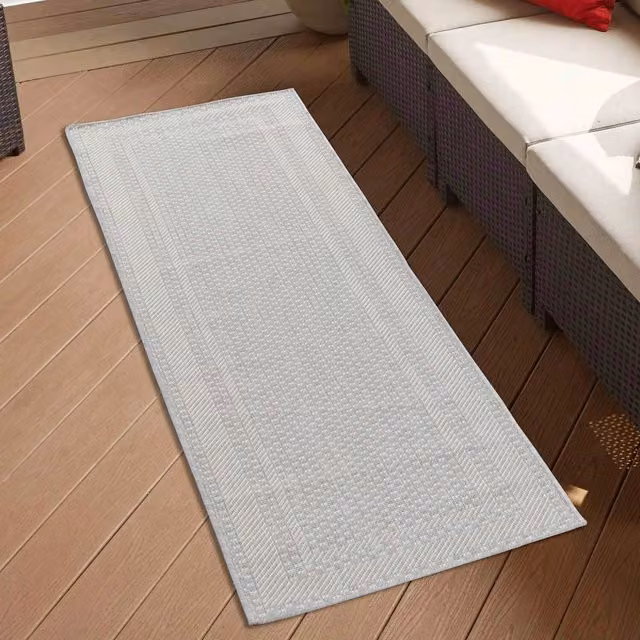 Desire Rugs Modern Bordered Waterproof Indoor-Outdoor Runner, Silver, W: 60 cm, L: 220 cm