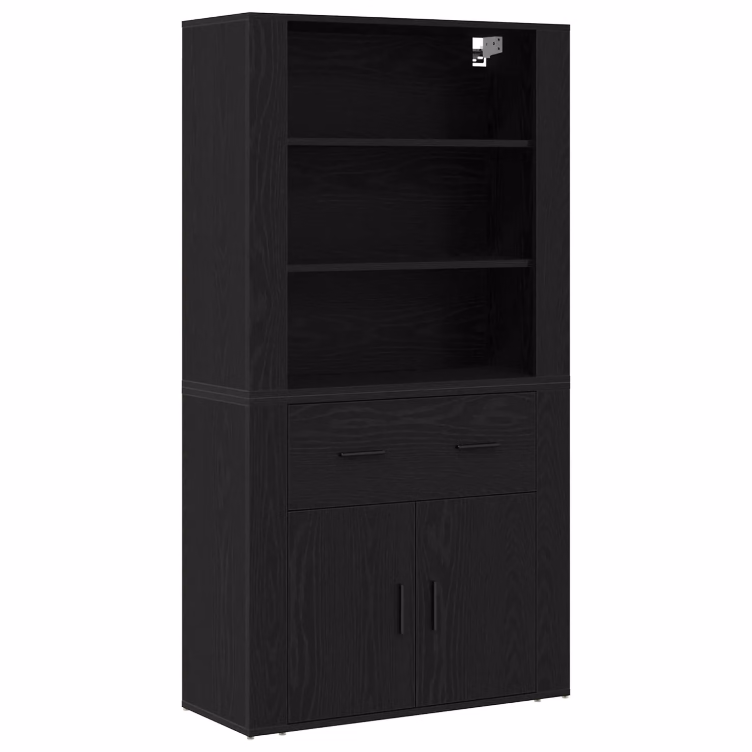 Berkfield Home Modern Black Oak Highboard with Hinged Doors and Drawers – 2