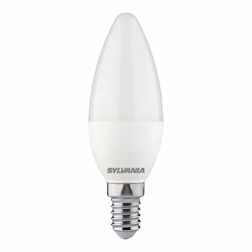 SYLVANIA 4 Pack Candle LED Light Bulbs, E14, 4W, 40W Equivalent, Warm White 2700K, Frosted White – 1