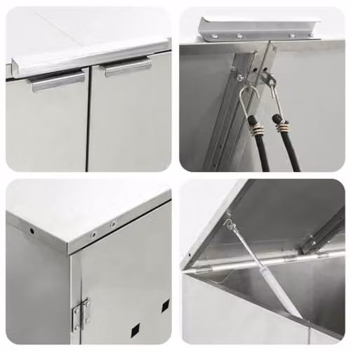 vidaXL Stainless Steel Wheelie Bin Storage for 6 Bins, Silver – 5
