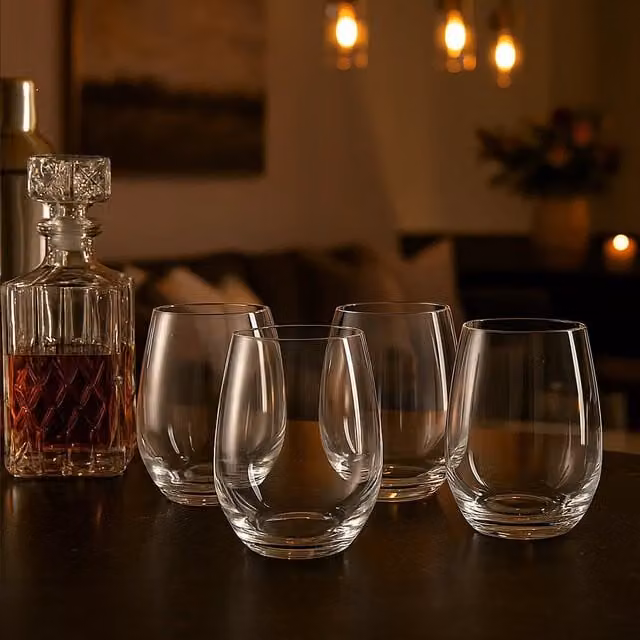 Orsina Set of 4 Lead-Free Crystal Glass Tumblers, Transparent, 500 ml – 1