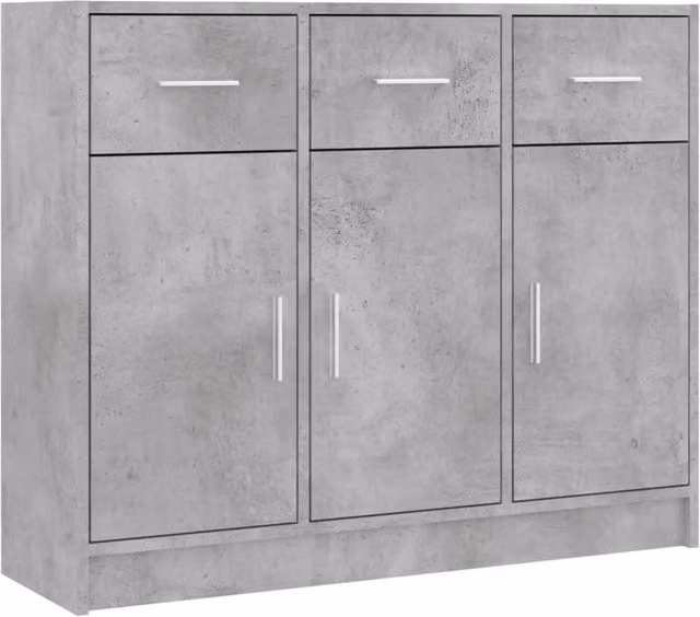 Berkfield Home Sideboard in Concrete Grey, W/D/H: 91 x 28 x 75 cm
