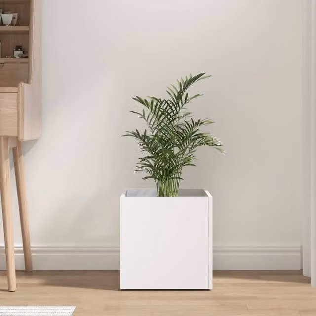 Berkfield Home White Engineered Wood Planter Tub W/D/H: 40 x 40 x 40 cm