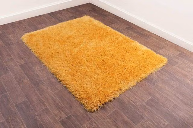 Celebrity Interiors Boston Plain Ochre Rug in Yellow, W: 80 cm, L: 150 cm