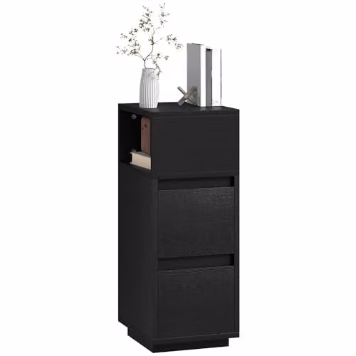 HOMCOM Slim Black Bedside Table with Modern Matt Finish, W/D/H: 30 x 25 x 65 cm