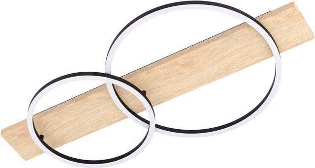 Loops Modern LED Ceiling and Wall Flush Light in Black and Brown with White Plastic Shade