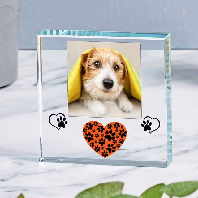 Uniqueful Personalised Heart Glass Token in Transparent and Beige for Condolence or Valentine's Day Gifts