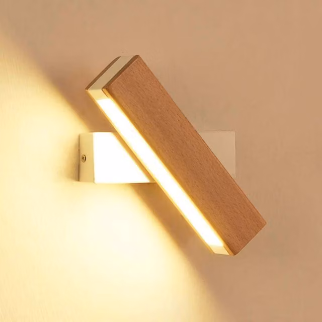 COMELY White Wooden LED Indoor Wall Lights with 360 Degree Rotatable Adjustable Design and 3000K Warm White Light – 1