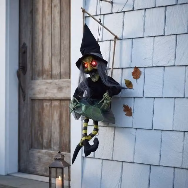 Garden Greatness Hanging Animated Kicking Witch on Swing, Multicolour