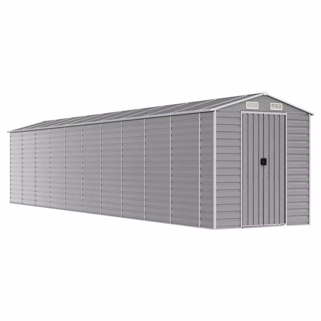 Berkfield Home Pent Garden Shed in Light Grey Galvanised Steel, W/D/H: 191 x 895 x 198 cm – 2