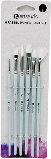 Art Studio Pastel Paint Brush Set in Pink, Blue, Green and White
