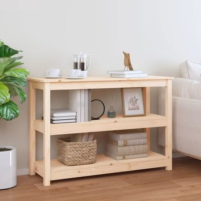 Berkfield Home Rustic Solid Wood Pine Console Table, Brown, W/D/H: 110 x 40 x 74 cm