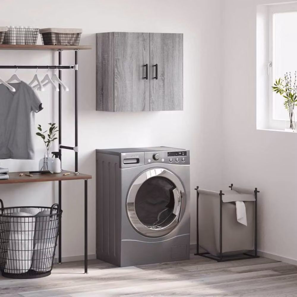 Berkfield Home Grey Sonoma Wall Mounted Cabinet with Hinged Doors and Internal Shelves, W: 60 cm, D: 31 cm, H: 60 cm – 2