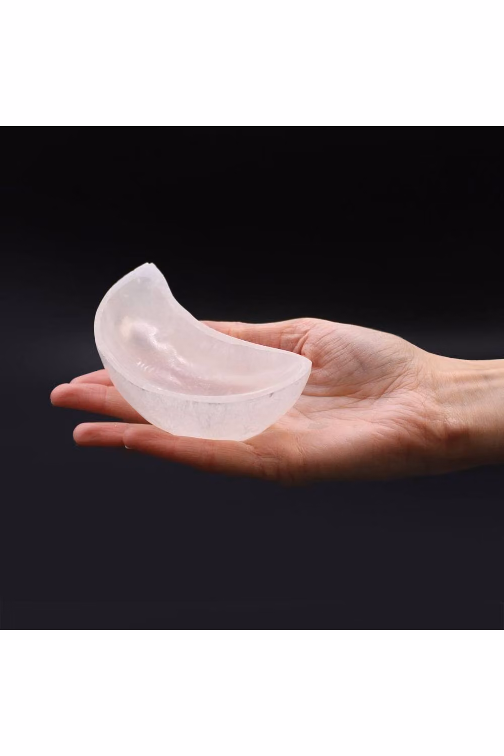 KDMD White Selenite Moon Bowl Crystal Holder and Decorative Accent, Diameter: 10 cm – 3