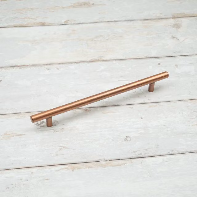 Handle & Home Smooth T-Bar Cabinet Handle in Brushed Antique Copper, Length: 25.2 cm