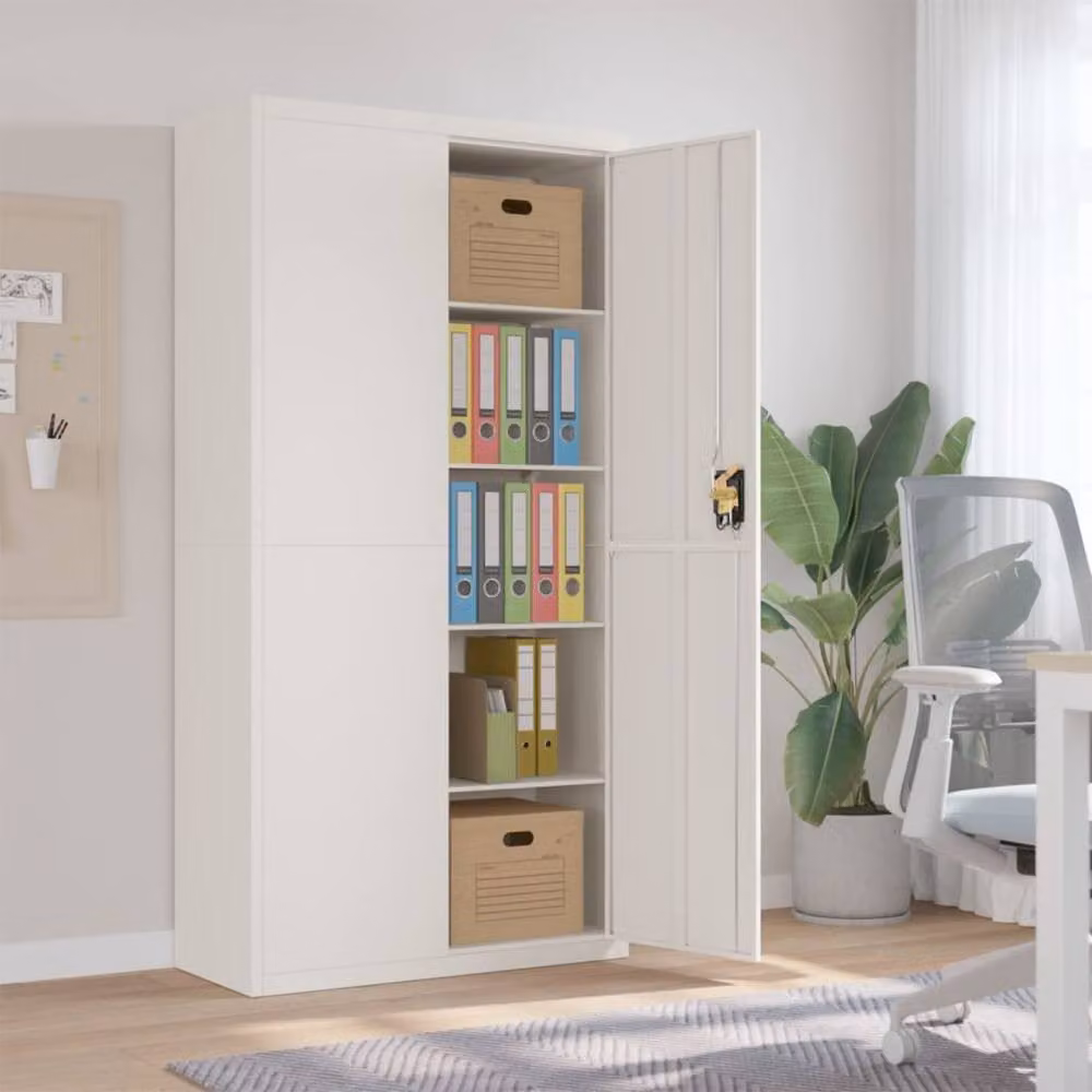 Berkfield Home Durable Steel File Cabinet in White, W/D/H: 90 x 40 x 180 cm – 2