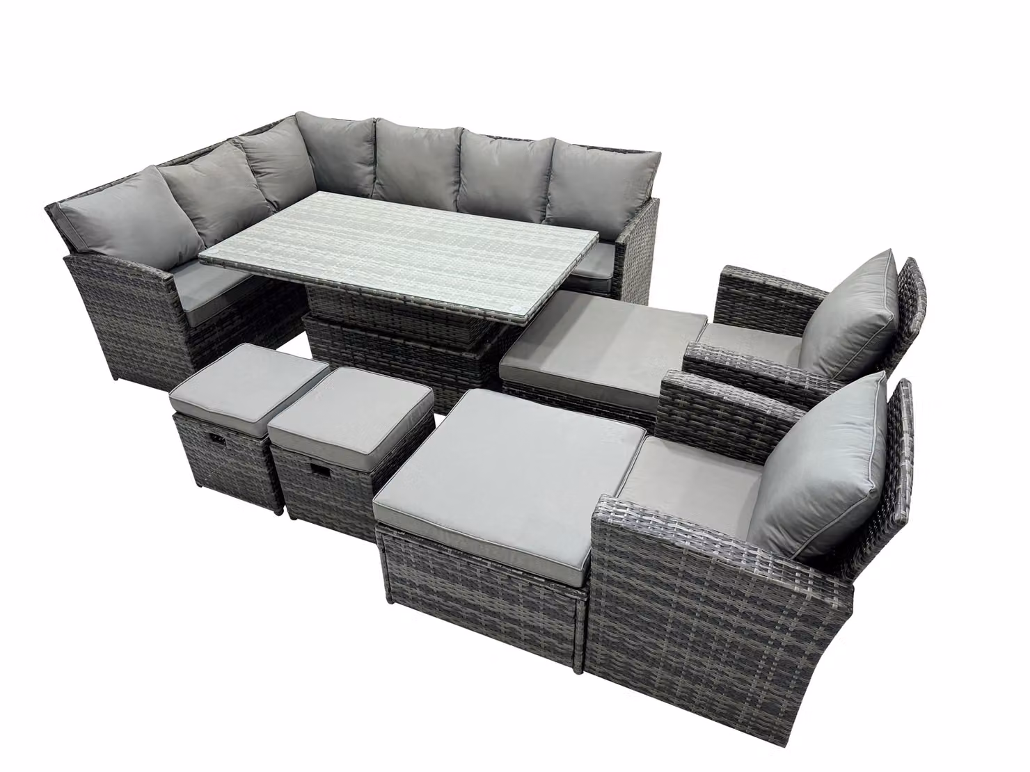 Fimous 12 Seat Height Adjustable Rising Lifting Corner Sofa Set in Dark Grey – 2