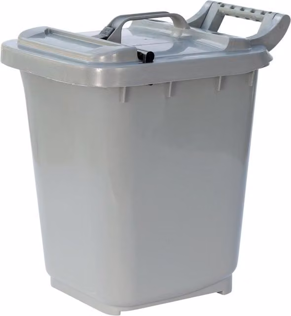 23L Leakproof Plastic Caddy with Locking Flip Lid in Silver or Brown