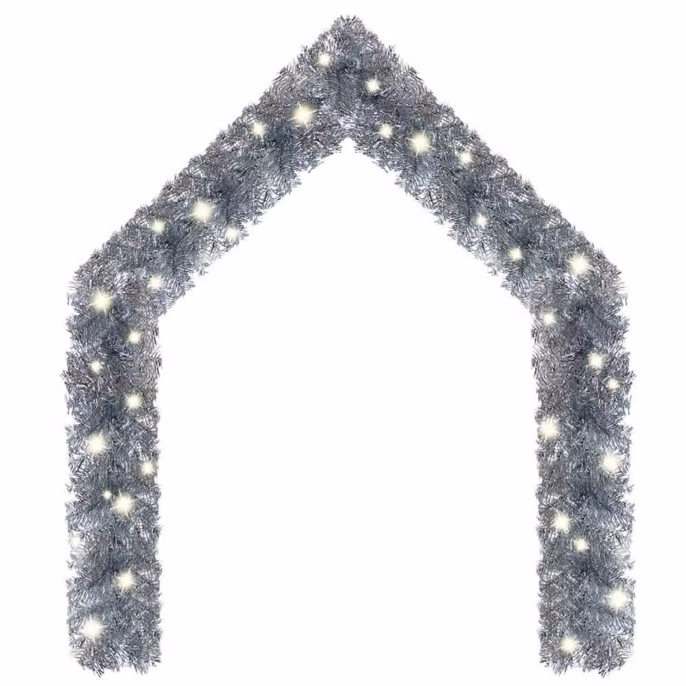 Berkfield Home Cosy Christmas Garland with Warm White LED Lights, Silver, 20 m – 3