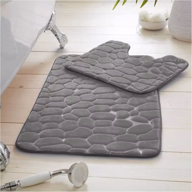 Gaveno Cavailia 2-Piece Pebble Memory Foam Bath Set in Charcoal Grey – 1
