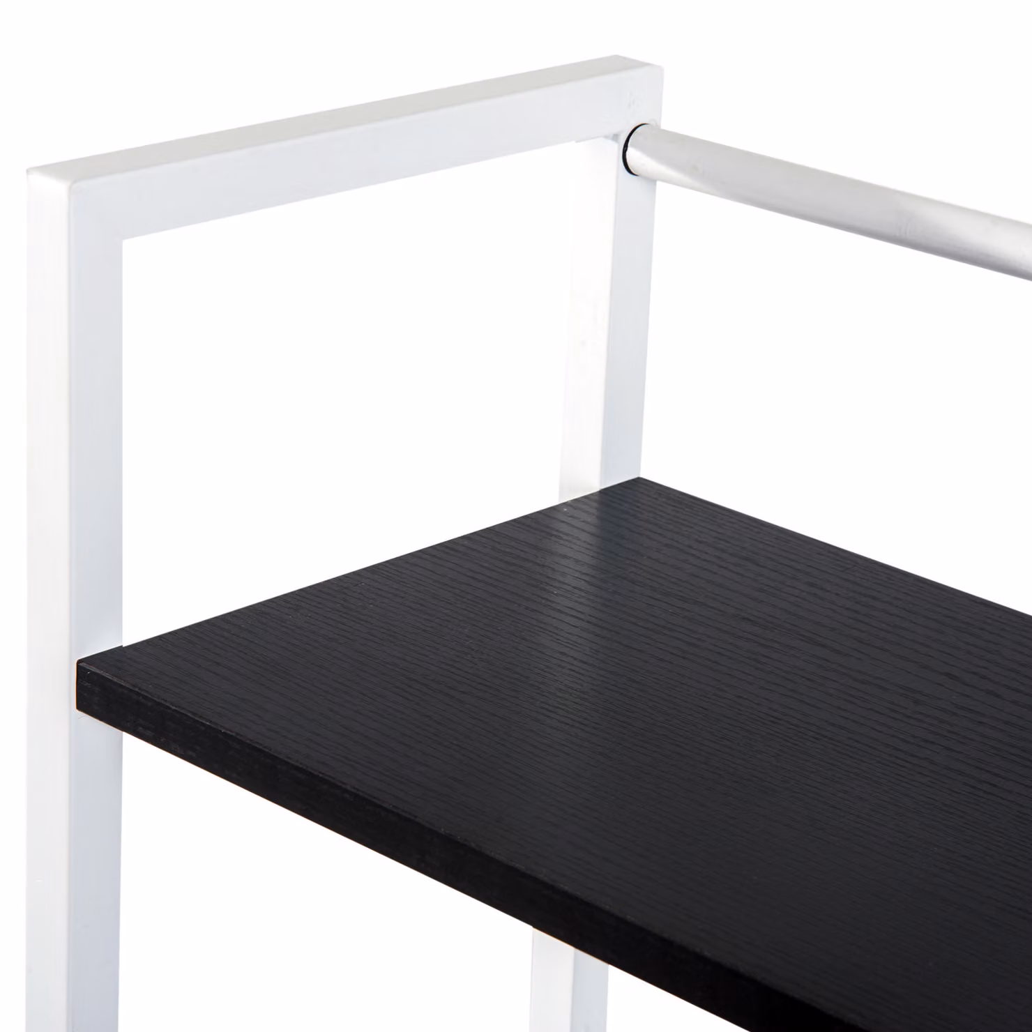 HOMCOM 4-Tier Writing Desk with Bookshelf, Black and White Modern Metal and Wood Workstation – 5