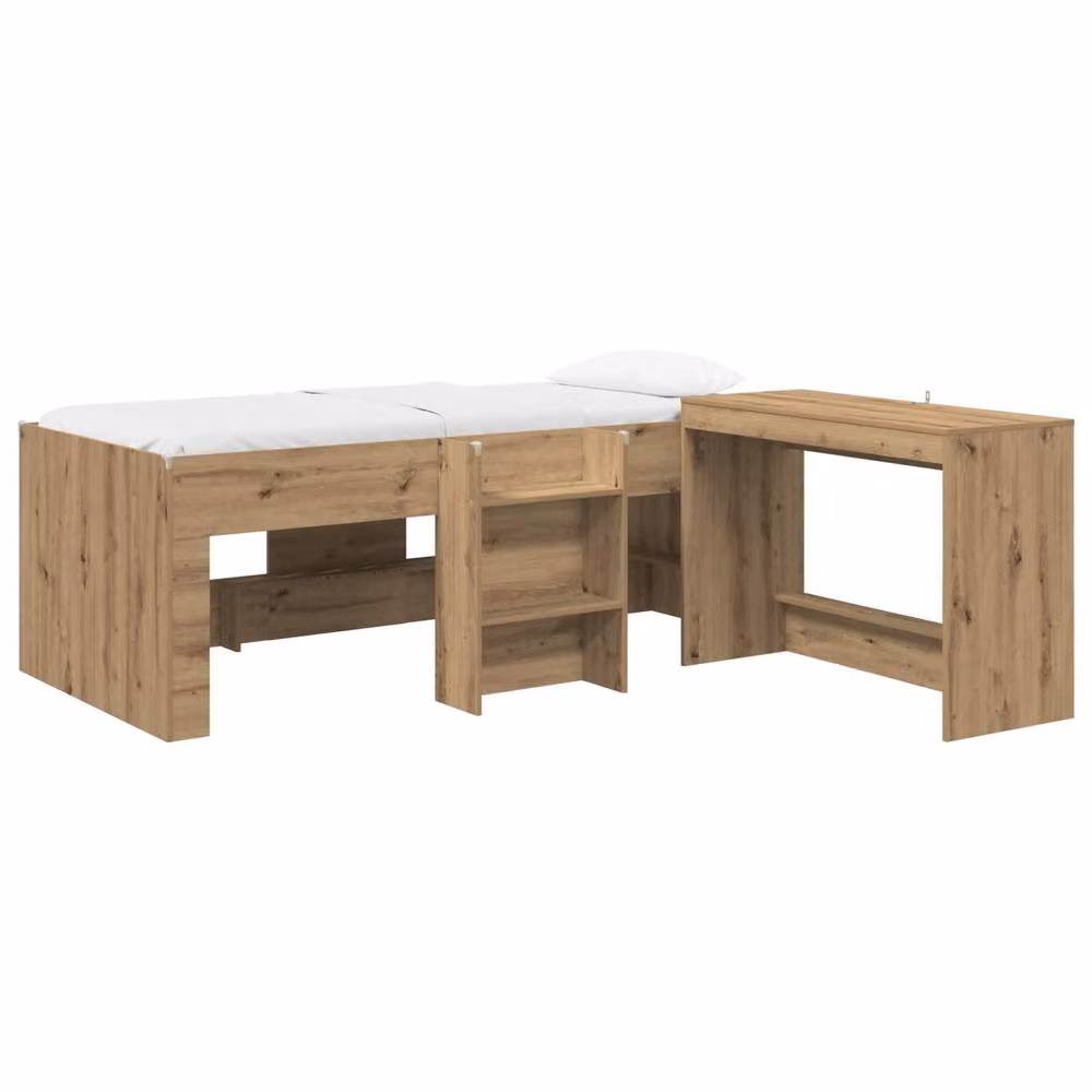 Berkfield Home Kids High Bed Frame with Desk and Stairs in Artisan Oak Brown – 2