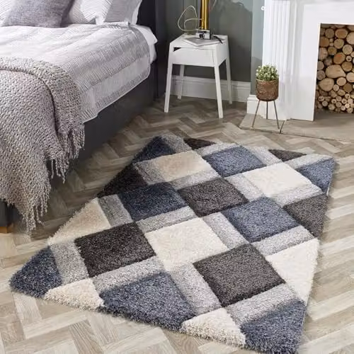 Phoenox Textiles Limited Origins 3D Geometric Rug, Petrol Blue, W: 80 cm, L: 150 cm – 2