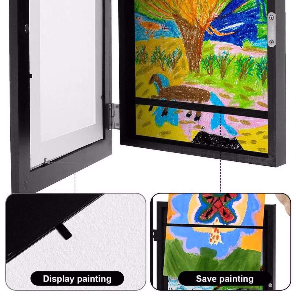 PAWNORA Black A4 Rectangular Metal Art Display Frame for Photos and Drawings – 3