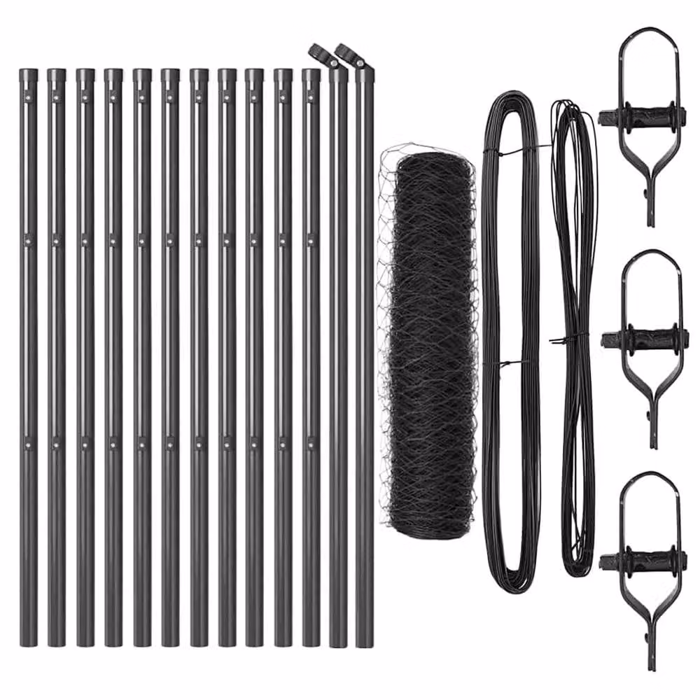 Berkfield Home Grey Powder-Coated Steel Hexagon Fence, H: 0.8 m x W: 25 m – 3