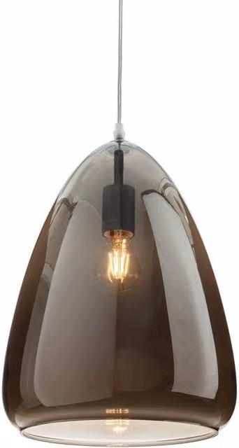 Netlighting Willis Dome Pendant Light in Chrome with Grey Smoked Glass