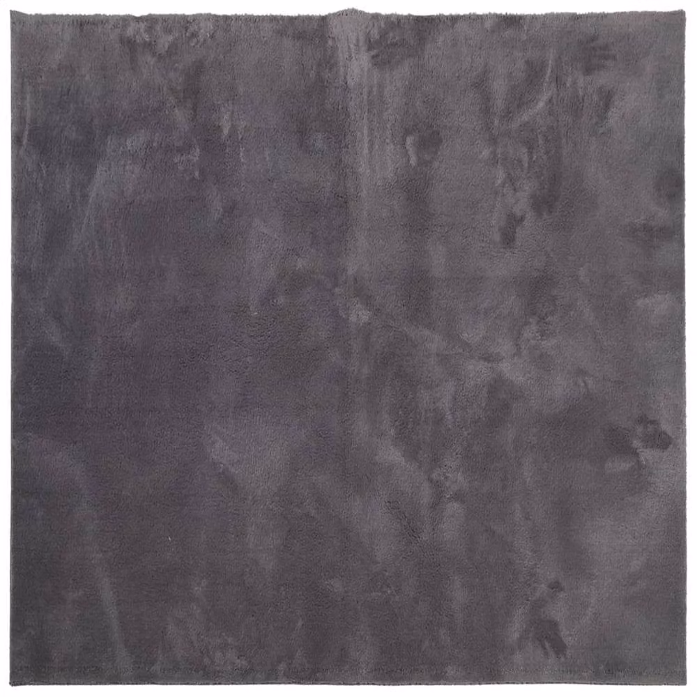 Berkfield Home Round Short Pile Soft and Washable Anthracite Rug, Diameter: 120 cm – 1