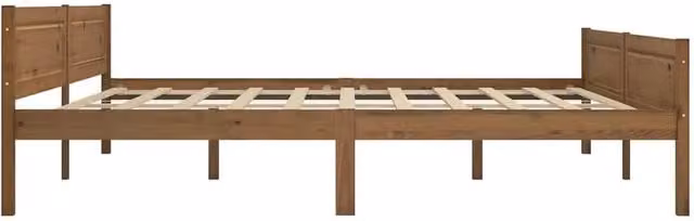Berkfield Home Modern Solid Pinewood Bed Frame, Brown, W/D/H: 200 x 163 x 206 cm – 1