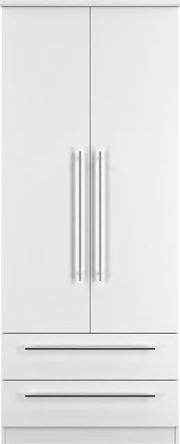 Sherwood Ready Assembled 2ft6in 2 Drawer Wardrobe in White Matt