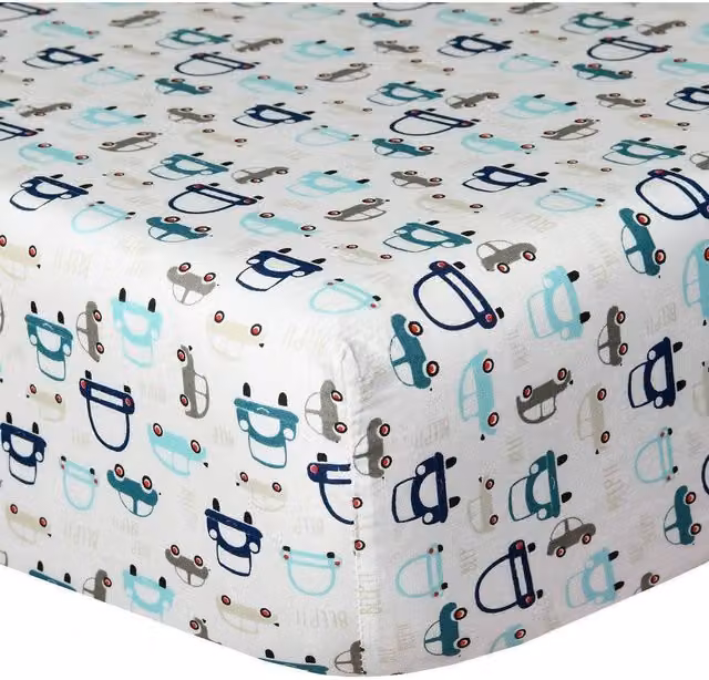Cuddles & Cribs GOTS Certified Organic Cotton Fitted Crib Sheet with Vehicles Graphic, Multicolour – 1