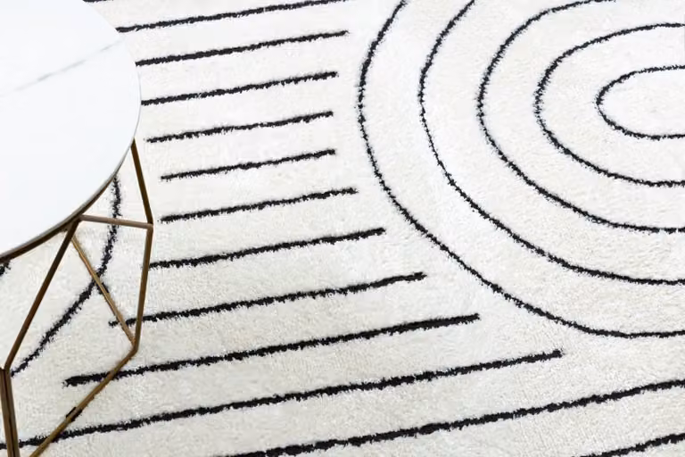 RugsX Mode Geometric Scandinavian Rug in Yellow and White, W: 160 cm, D: 220 cm