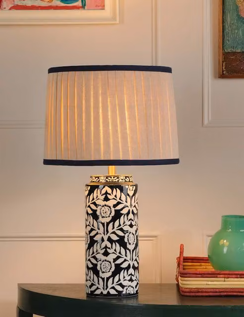 Joules Highclere Table Lamp in Blue and Gold/Brass