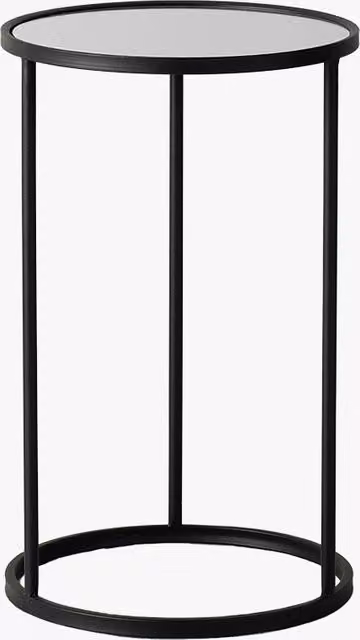 Perch & Parrow Martin Round Minimalist Side Table with Matt Black Metal and Transparent Glass