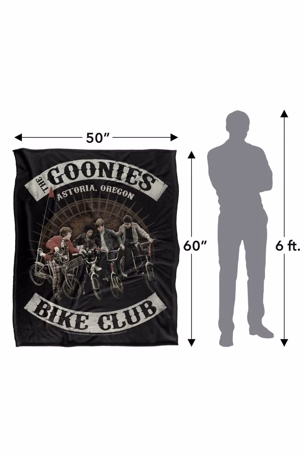 Warner Bros. The Goonies Bike Club Super Soft Fluffy Polyester Throw Blanket, Multicolour and Black, Large – 3