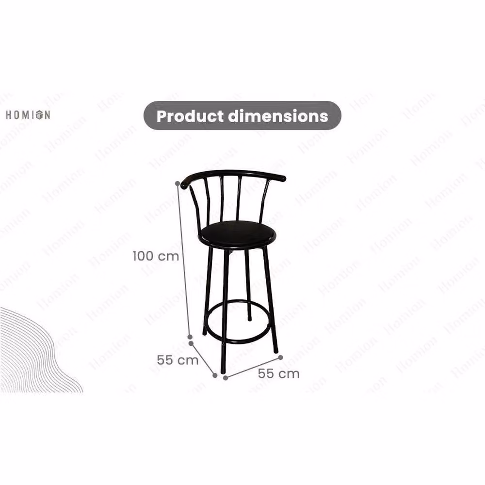 SPETLEK Black Round Breakfast Bar Stool with Matt Metal Frame – 2