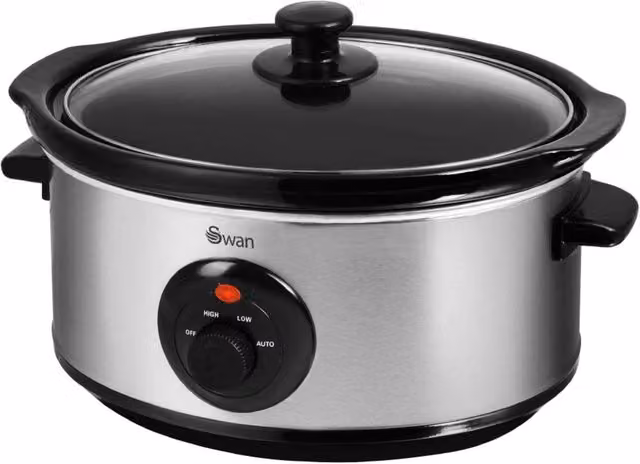 Swan 3.5 Litre Stainless Steel and Ceramic Slow Cooker in Silver