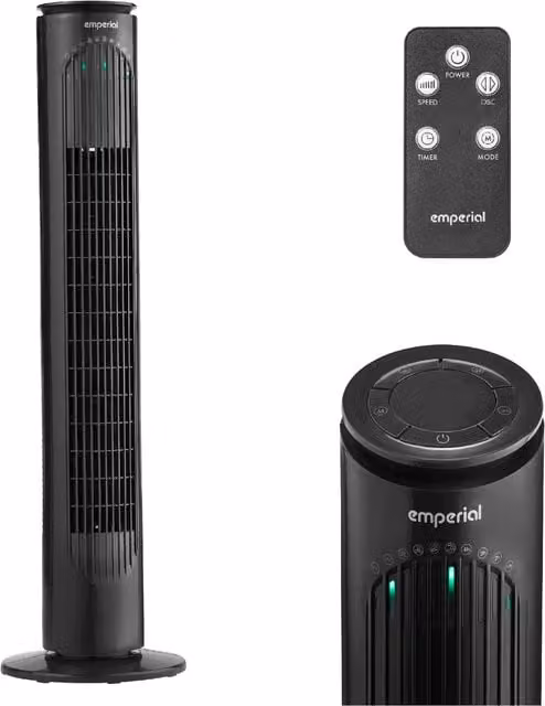 Emperial 31 inch Black Tower Fan with Remote Control, Oscillation, Sleep Mode and Timer