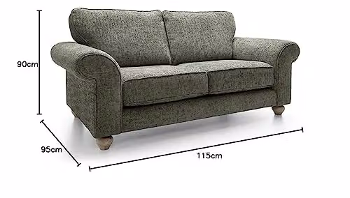 Abakus Direct Ingrid 2 Seater Sofa in Rifle Green with Braided Chenille Fabric, W/D/H: 194 x 95 x 90 cm – 2