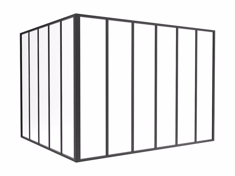 Vente-unique Corner Studio Glass Panelling in Powder-Coated Aluminium, Black, W: 150 cm, L: 180 cm – 2