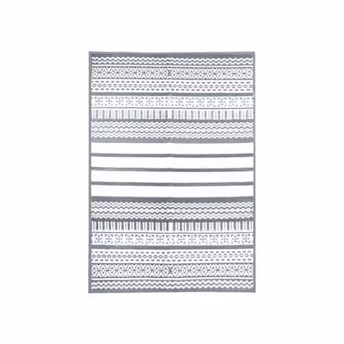 Charles Bentley Geometric Striped Woven Outdoor Garden Rug, Grey and Black, W/D: 170 x 120 cm